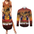 ANZAC Day Lest We Forget Couples Matching Summer Maxi Dress and Long Sleeve Button Shirt Australian Veterans Remembrance Tribute