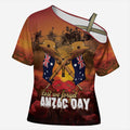 ANZAC Day Lest We Forget Cross Shoulder Shirt Australian Veterans Remembrance Tribute