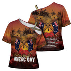 ANZAC Day Lest We Forget Cross Shoulder Shirt Australian Veterans Remembrance Tribute