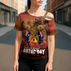 ANZAC Day Lest We Forget Cross Shoulder Shirt Australian Veterans Remembrance Tribute