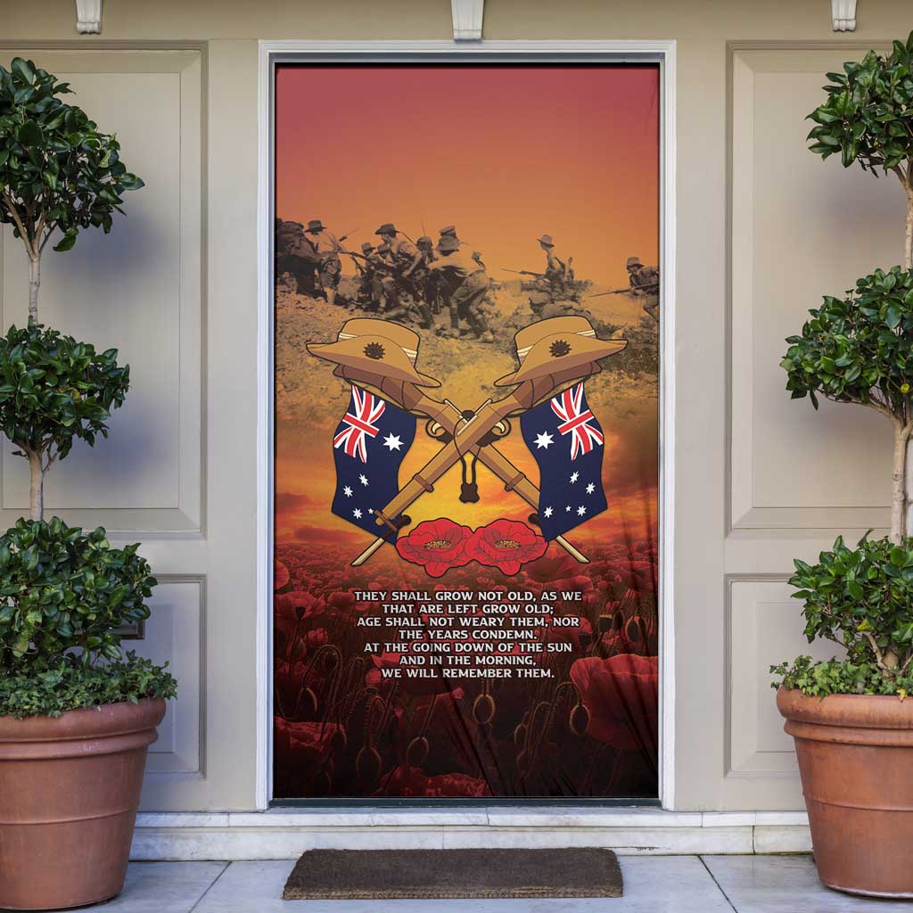 ANZAC Day Lest We Forget Door Cover Australian Veterans Remembrance Tribute
