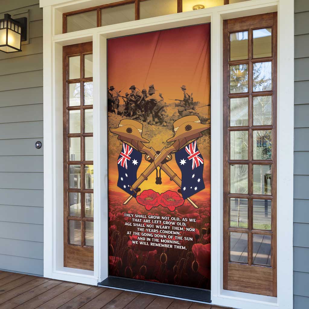ANZAC Day Lest We Forget Door Cover Australian Veterans Remembrance Tribute
