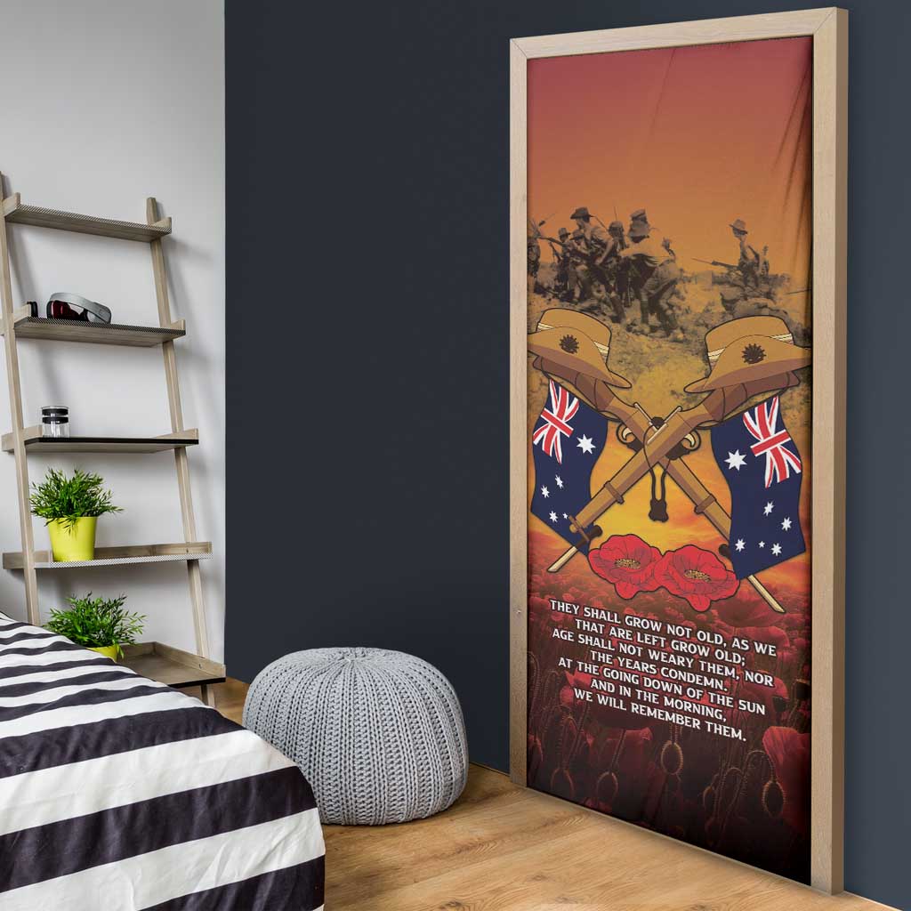 ANZAC Day Lest We Forget Door Cover Australian Veterans Remembrance Tribute