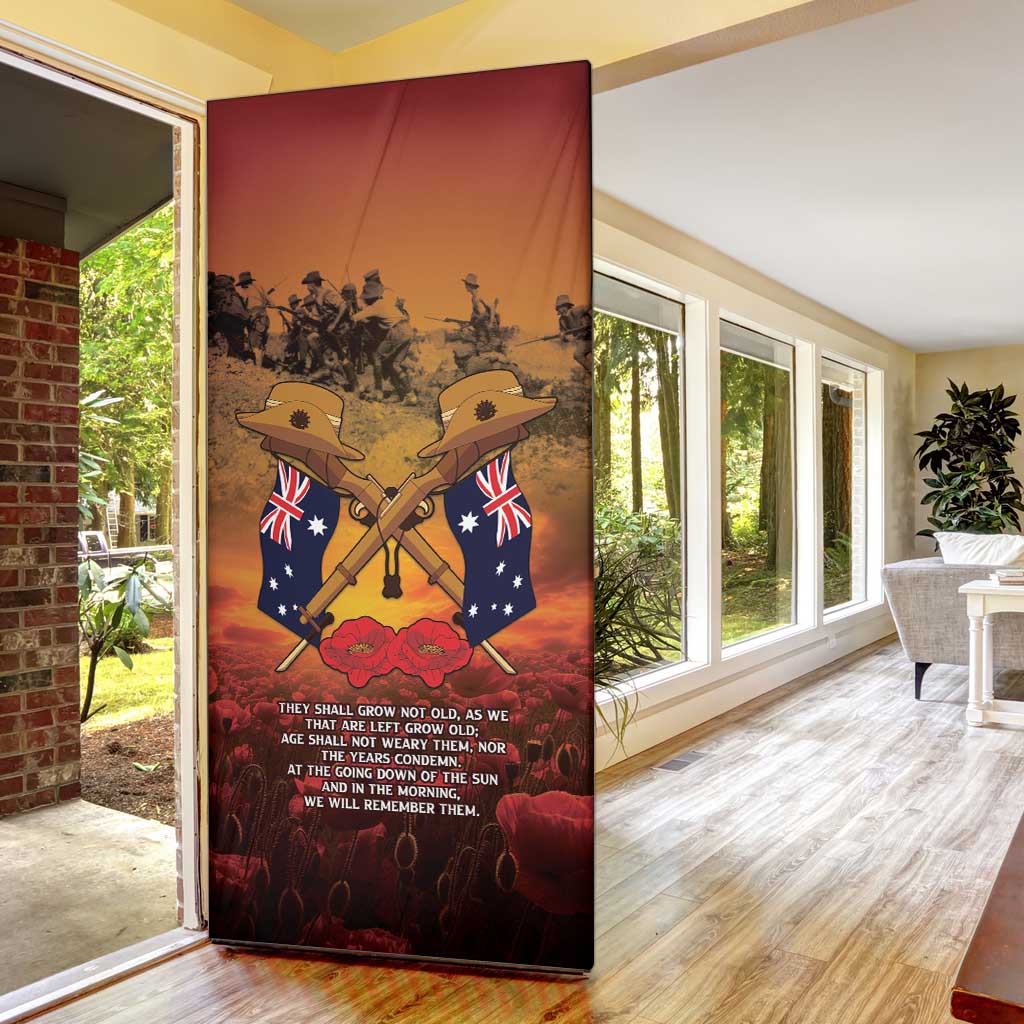 ANZAC Day Lest We Forget Door Cover Australian Veterans Remembrance Tribute