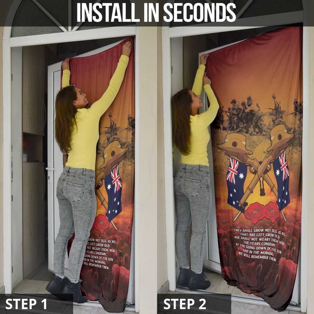 ANZAC Day Lest We Forget Door Cover Australian Veterans Remembrance Tribute