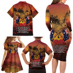 ANZAC Day Lest We Forget Family Matching Long Sleeve Bodycon Dress and Hawaiian Shirt Australian Veterans Remembrance Tribute