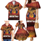 ANZAC Day Lest We Forget Family Matching Mermaid Dress and Hawaiian Shirt Australian Veterans Remembrance Tribute