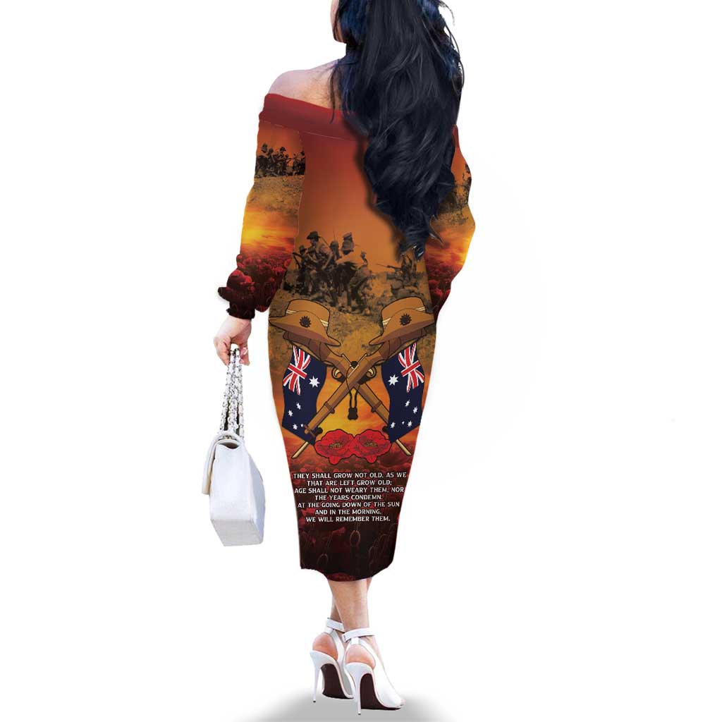 ANZAC Day Lest We Forget Family Matching Off The Shoulder Long Sleeve Dress and Hawaiian Shirt Australian Veterans Remembrance Tribute