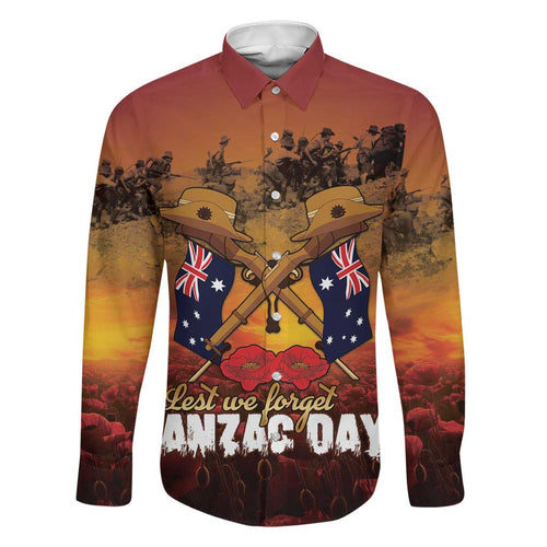 ANZAC Day Lest We Forget Family Matching Off Shoulder Maxi Dress and Hawaiian Shirt Australian Veterans Remembrance Tribute