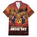 ANZAC Day Lest We Forget Family Matching Off Shoulder Short Dress and Hawaiian Shirt Australian Veterans Remembrance Tribute