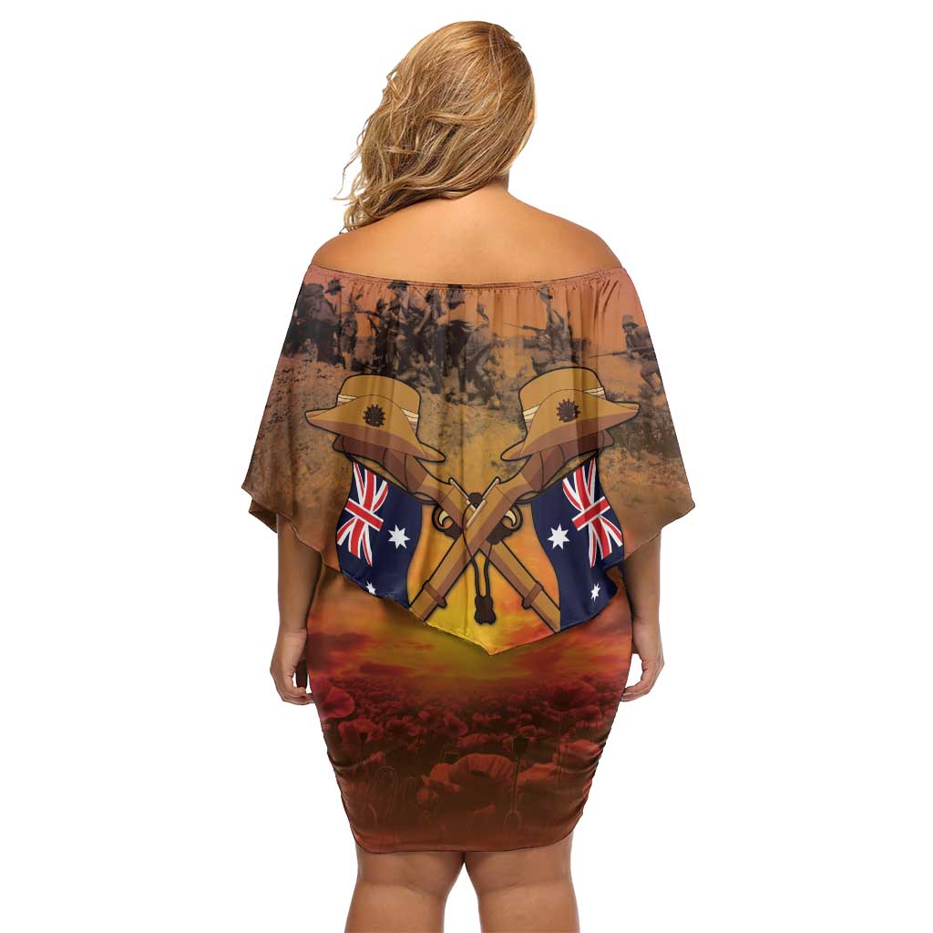 ANZAC Day Lest We Forget Family Matching Off Shoulder Short Dress and Hawaiian Shirt Australian Veterans Remembrance Tribute