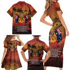 ANZAC Day Lest We Forget Family Matching Short Sleeve Bodycon Dress and Hawaiian Shirt Australian Veterans Remembrance Tribute