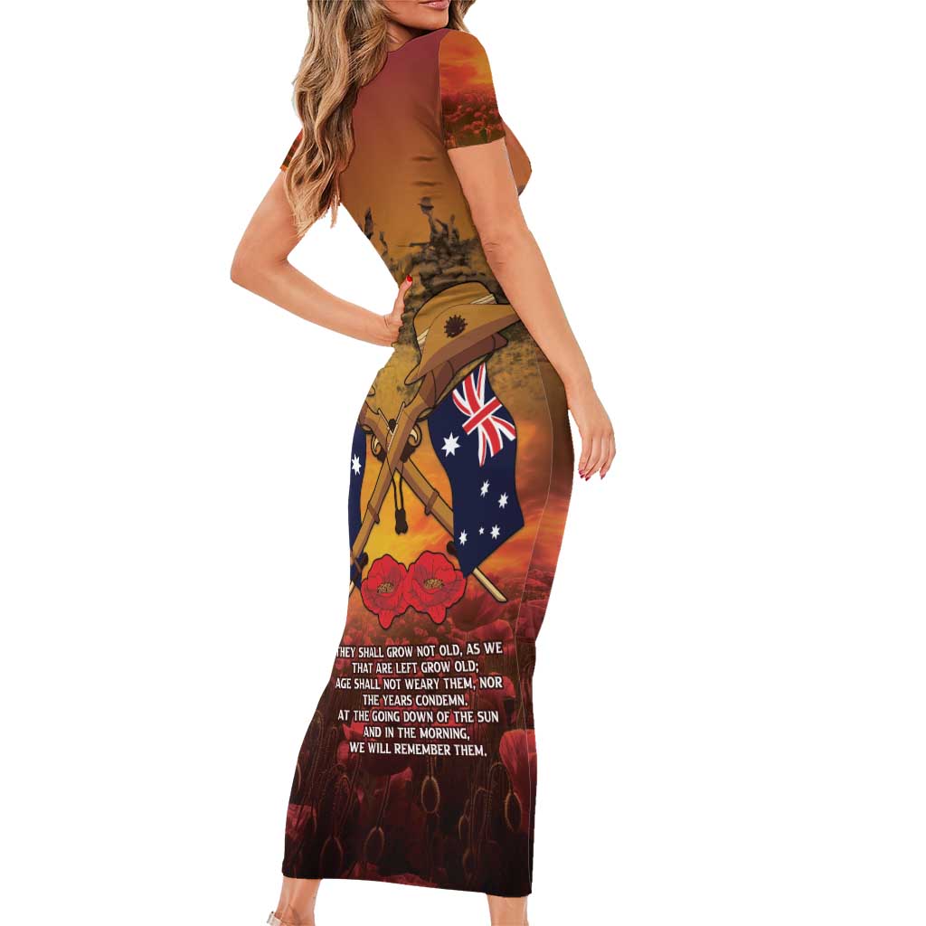 ANZAC Day Lest We Forget Family Matching Short Sleeve Bodycon Dress and Hawaiian Shirt Australian Veterans Remembrance Tribute