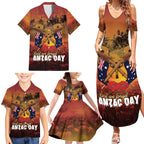 ANZAC Day Lest We Forget Family Matching Summer Maxi Dress and Hawaiian Shirt Australian Veterans Remembrance Tribute