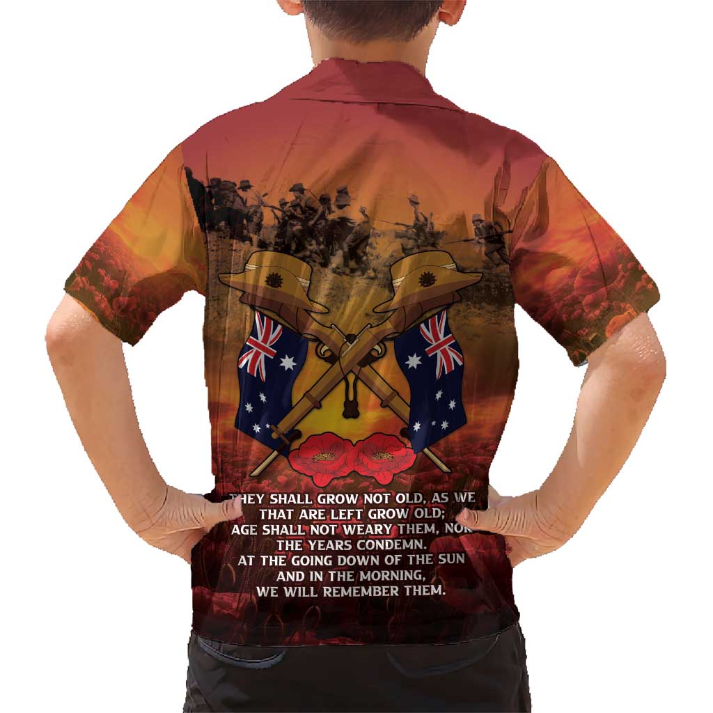 ANZAC Day Lest We Forget Family Matching Summer Maxi Dress and Hawaiian Shirt Australian Veterans Remembrance Tribute