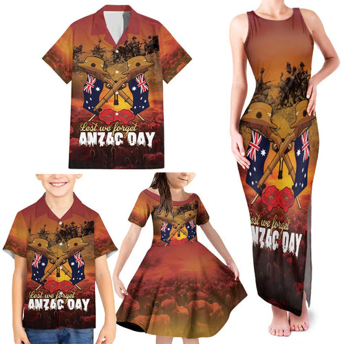 ANZAC Day Lest We Forget Family Matching Tank Maxi Dress and Hawaiian Shirt Australian Veterans Remembrance Tribute