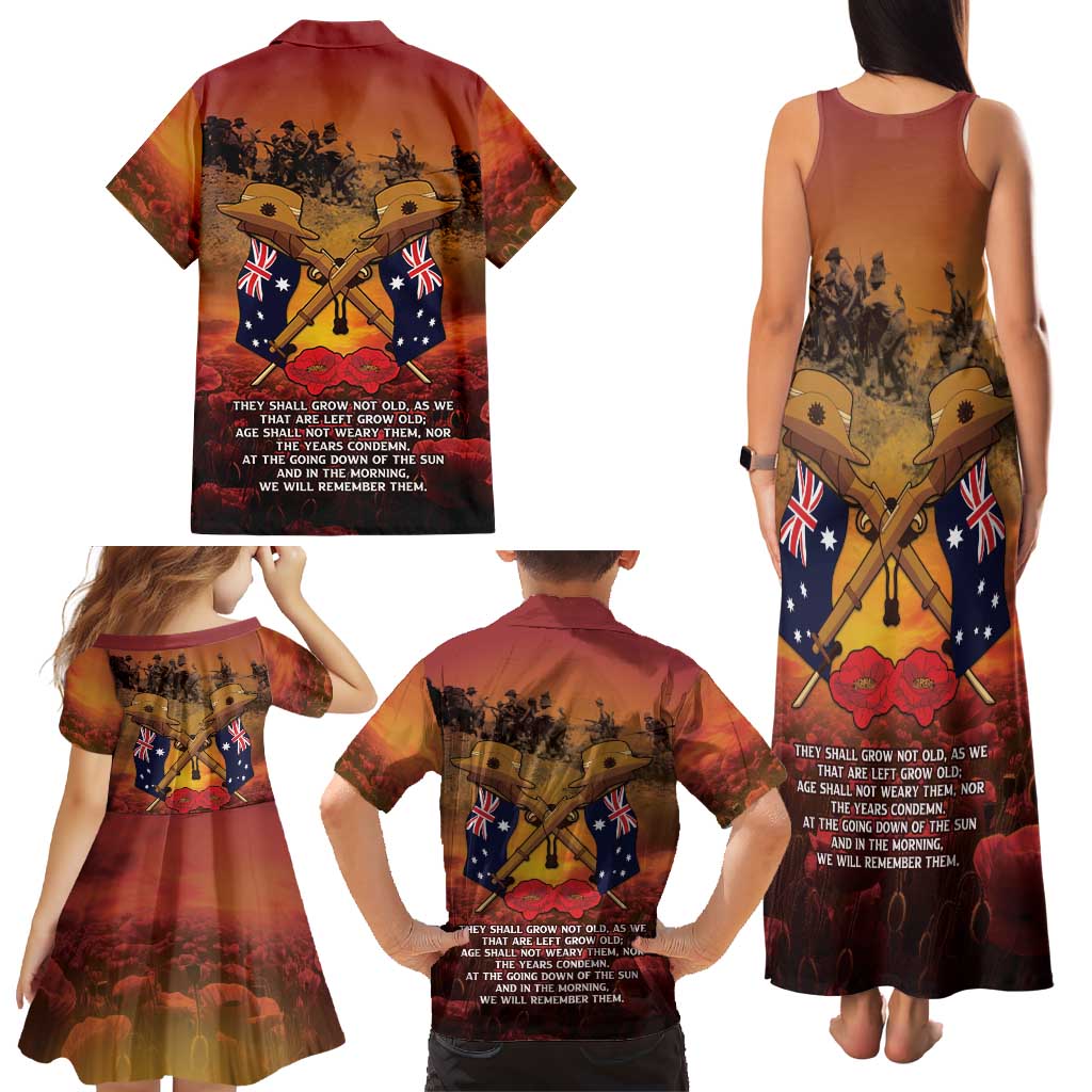 ANZAC Day Lest We Forget Family Matching Tank Maxi Dress and Hawaiian Shirt Australian Veterans Remembrance Tribute