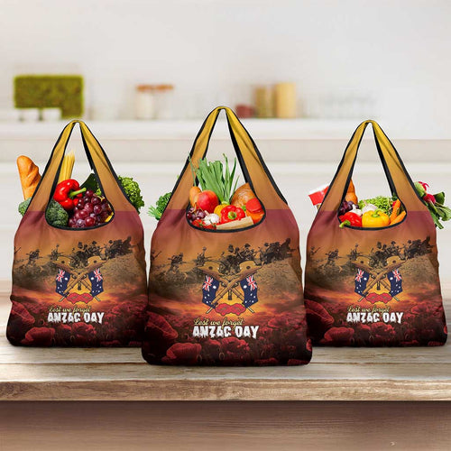 ANZAC Day Lest We Forget Grocery Bag Australian Veterans Remembrance Tribute