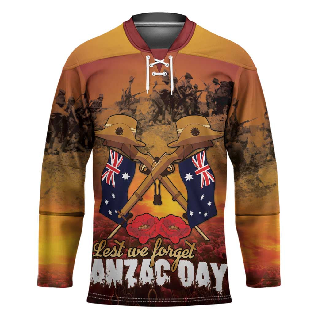 ANZAC Day Lest We Forget Hockey Jersey Australian Veterans Remembrance Tribute