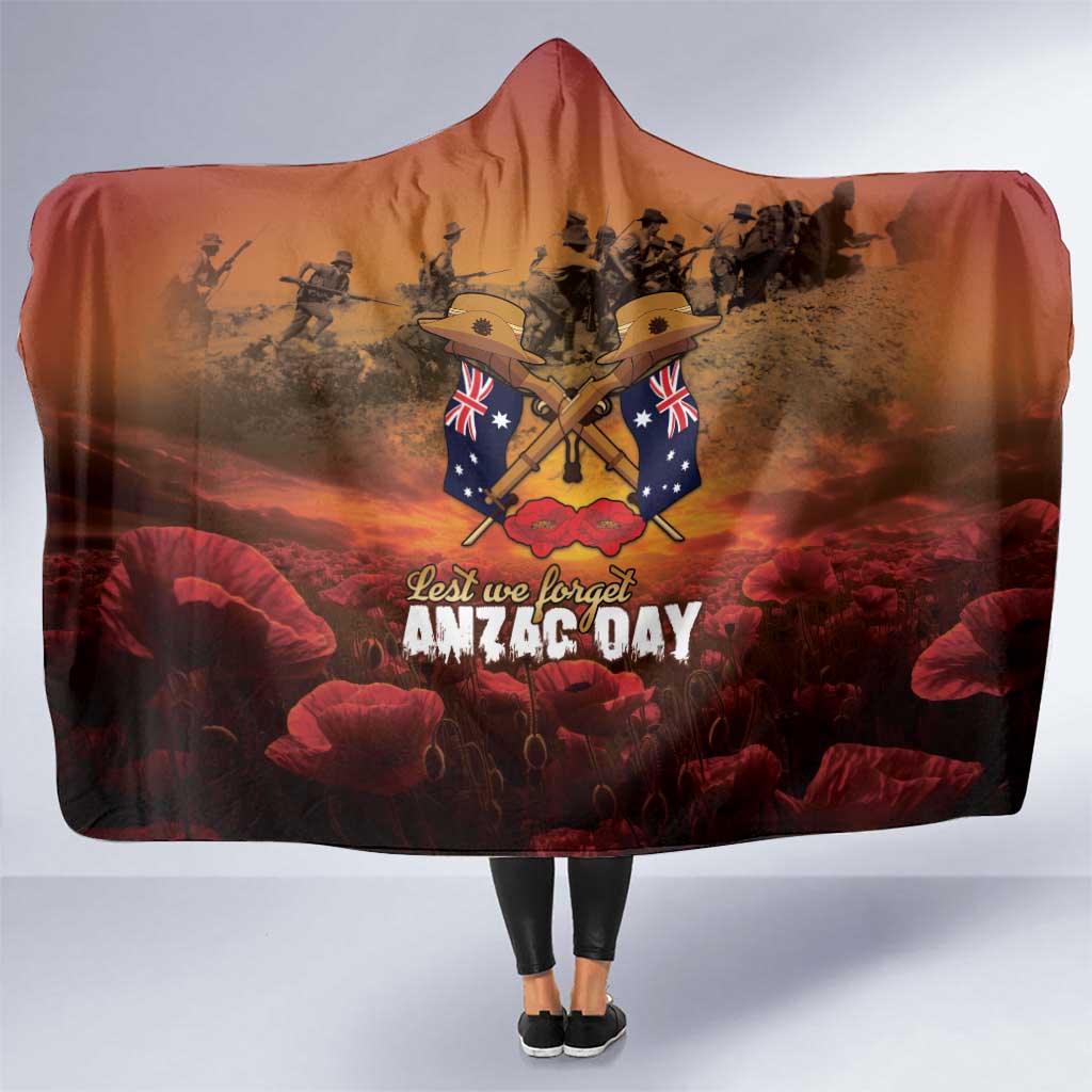 ANZAC Day Lest We Forget Hooded Blanket Australian Veterans Remembrance Tribute