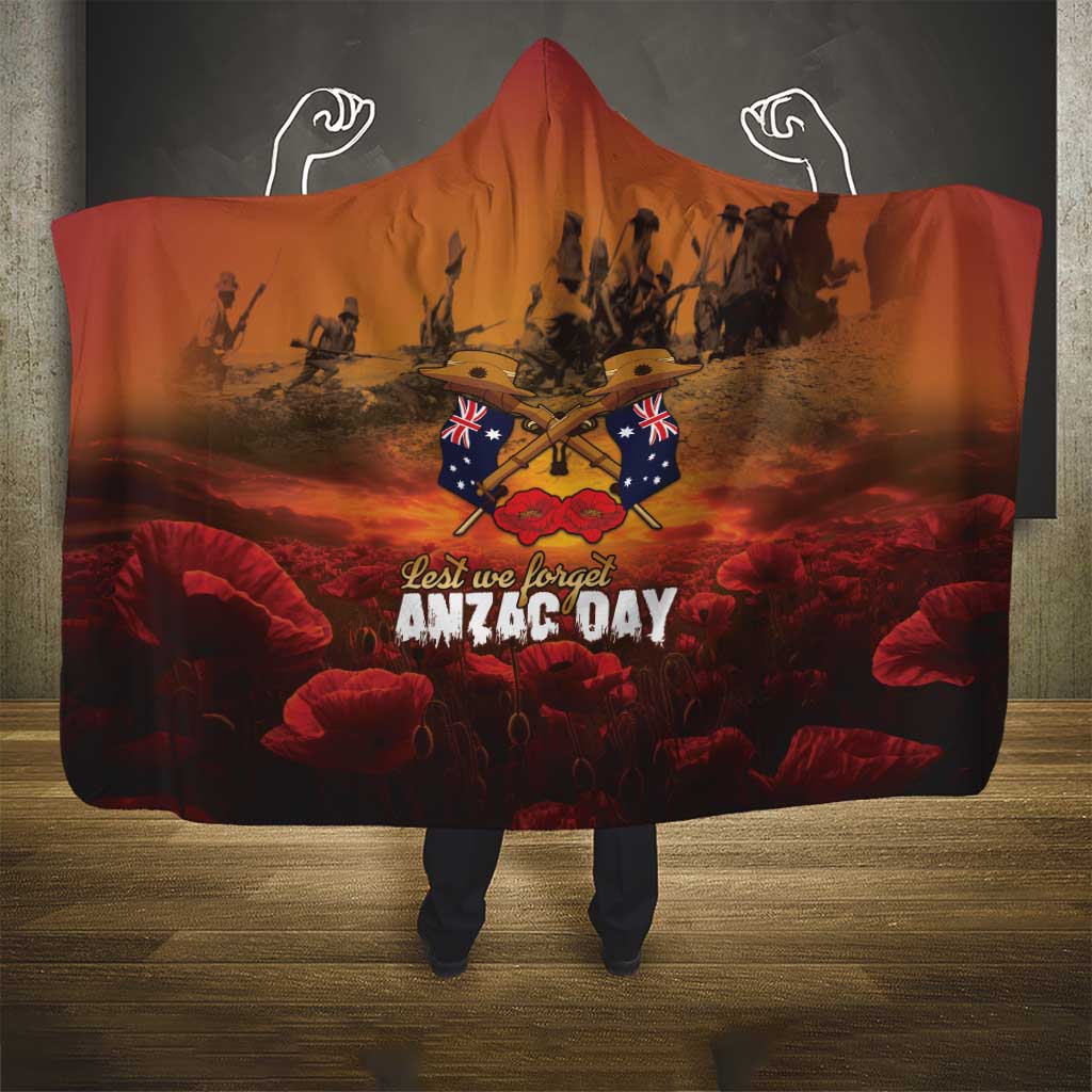 ANZAC Day Lest We Forget Hooded Blanket Australian Veterans Remembrance Tribute