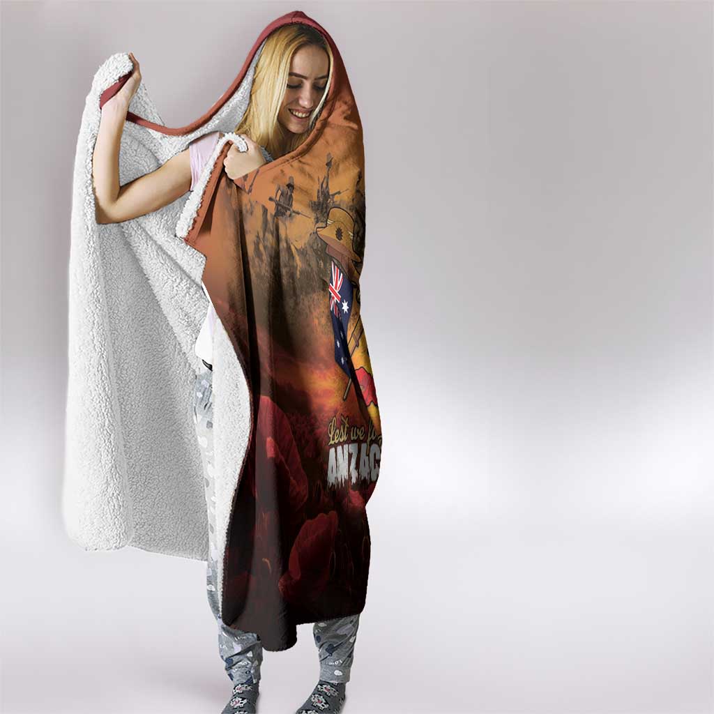 ANZAC Day Lest We Forget Hooded Blanket Australian Veterans Remembrance Tribute