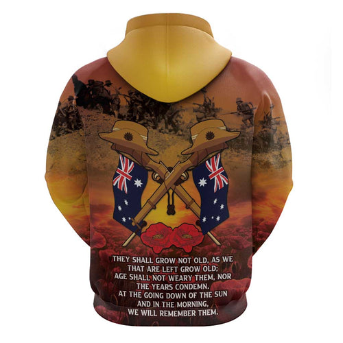 ANZAC Day Lest We Forget Hoodie Australian Veterans Remembrance Tribute