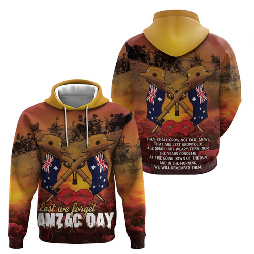 ANZAC Day Lest We Forget Hoodie Australian Veterans Remembrance Tribute