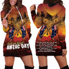 ANZAC Day Lest We Forget Hoodie Dress Australian Veterans Remembrance Tribute