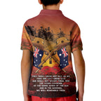 ANZAC Day Lest We Forget Kid Polo Shirt Australian Veterans Remembrance Tribute