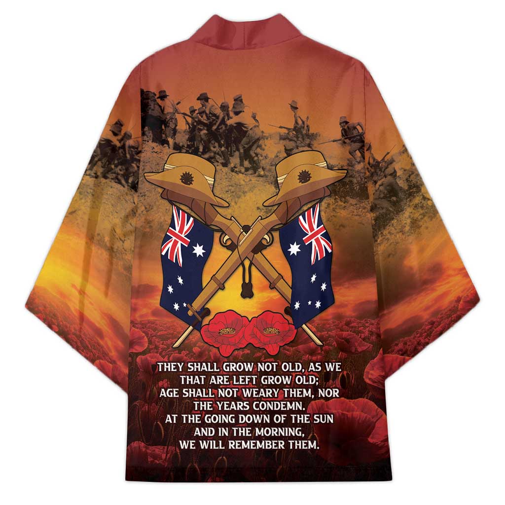 ANZAC Day Lest We Forget Kimono Australian Veterans Remembrance Tribute