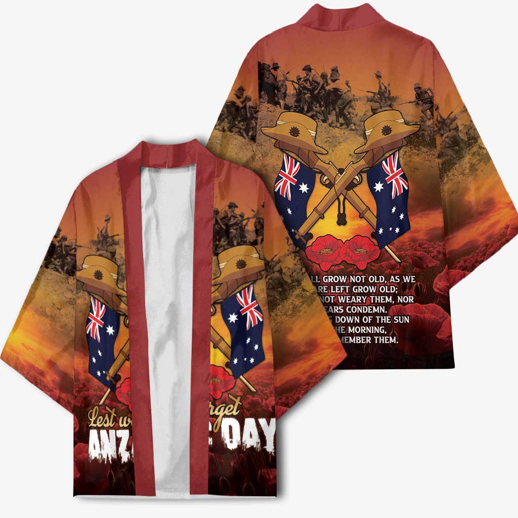 ANZAC Day Lest We Forget Kimono Australian Veterans Remembrance Tribute