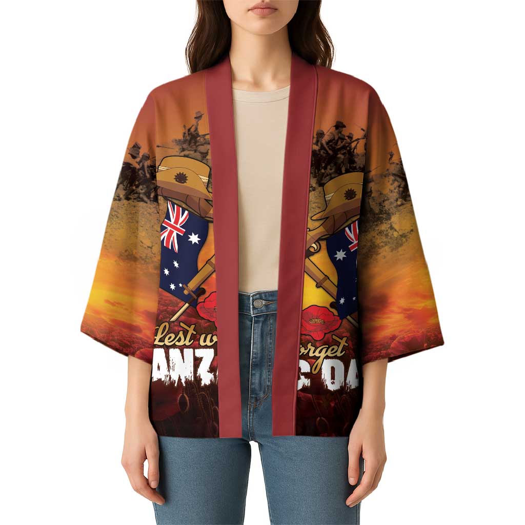 ANZAC Day Lest We Forget Kimono Australian Veterans Remembrance Tribute