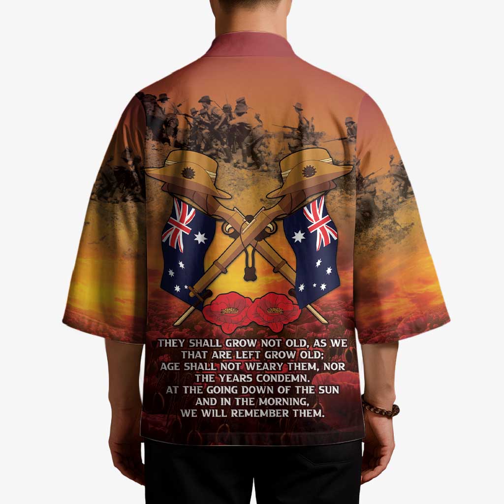 ANZAC Day Lest We Forget Kimono Australian Veterans Remembrance Tribute