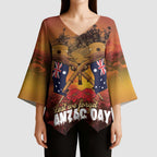 ANZAC Day Lest We Forget Kimono Sleeve Blouse Australian Veterans Remembrance Tribute