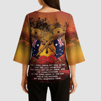 ANZAC Day Lest We Forget Kimono Sleeve Blouse Australian Veterans Remembrance Tribute