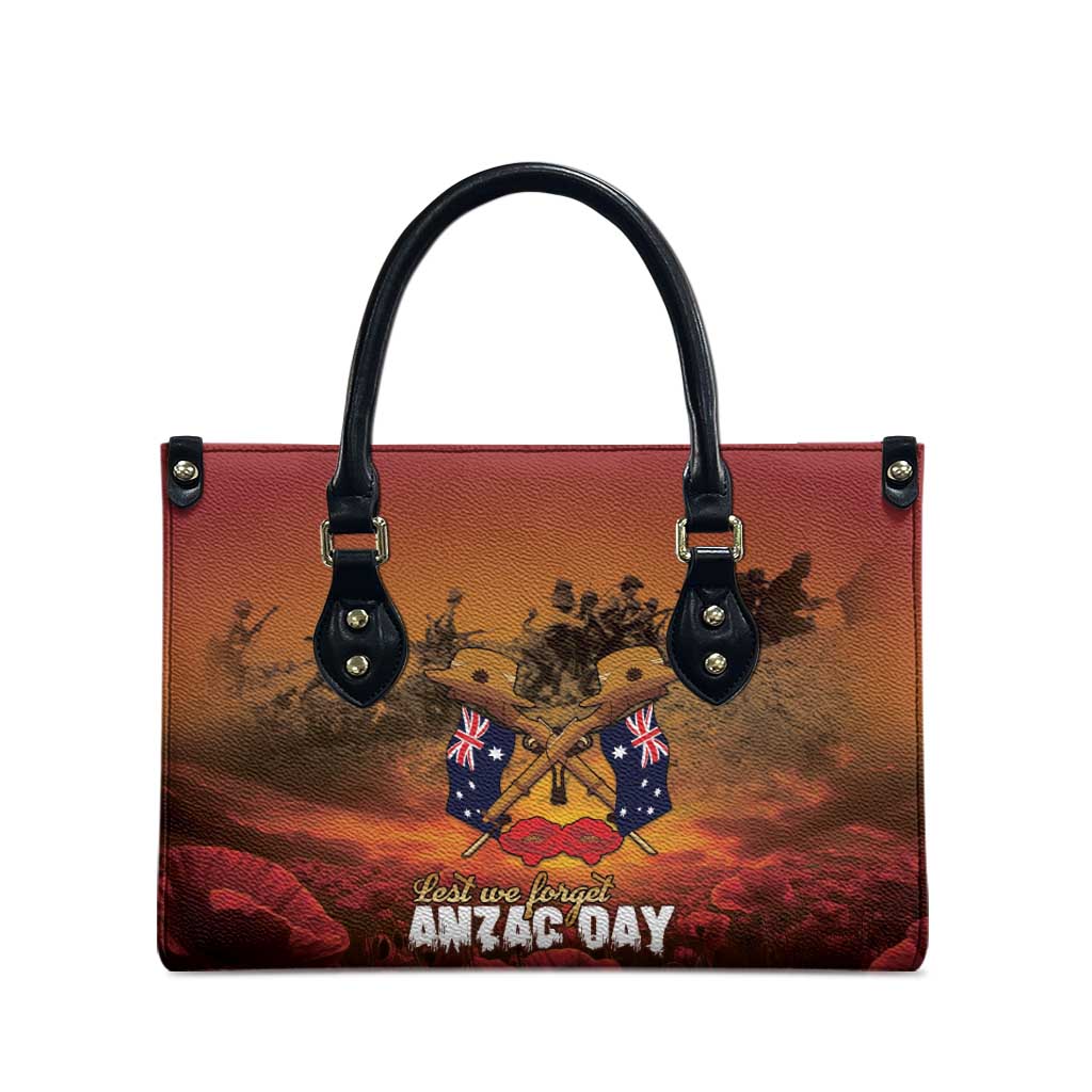 ANZAC Day Lest We Forget Leather Bag Australian Veterans Remembrance Tribute