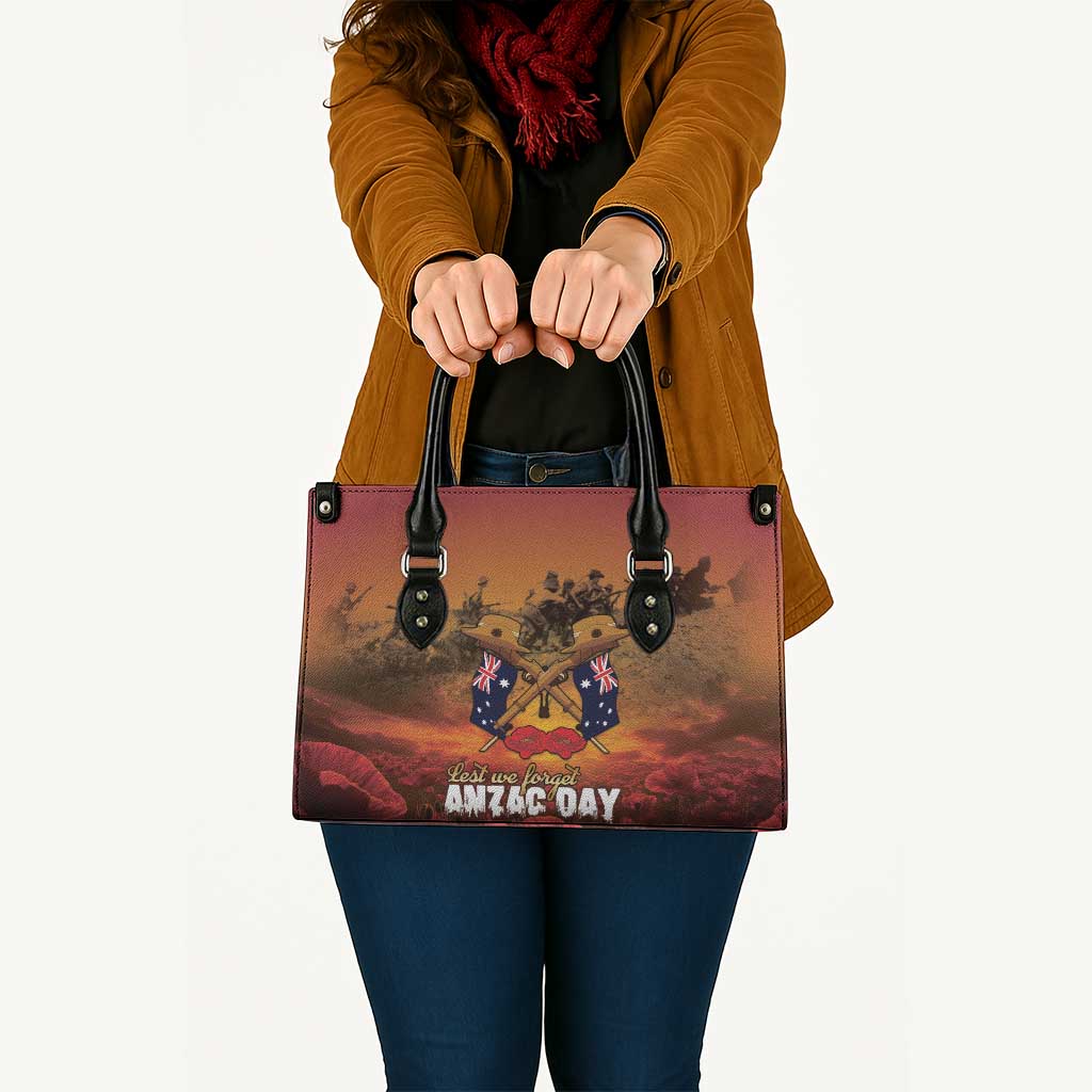 ANZAC Day Lest We Forget Leather Bag Australian Veterans Remembrance Tribute