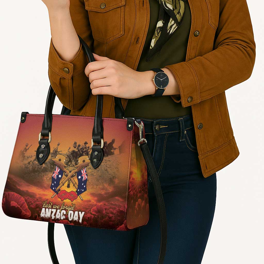 ANZAC Day Lest We Forget Leather Bag Australian Veterans Remembrance Tribute