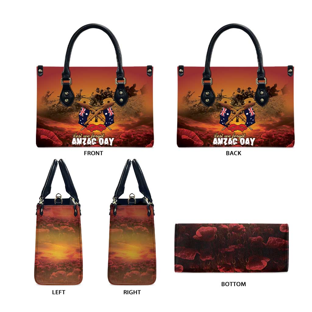 ANZAC Day Lest We Forget Leather Bag Australian Veterans Remembrance Tribute