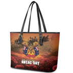 ANZAC Day Lest We Forget Leather Tote Bag Australian Veterans Remembrance Tribute