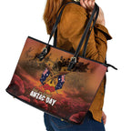 ANZAC Day Lest We Forget Leather Tote Bag Australian Veterans Remembrance Tribute