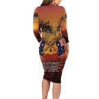 ANZAC Day Lest We Forget Long Sleeve Bodycon Dress Australian Veterans Remembrance Tribute