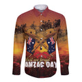 ANZAC Day Lest We Forget Long Sleeve Button Shirt Australian Veterans Remembrance Tribute