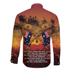 ANZAC Day Lest We Forget Long Sleeve Button Shirt Australian Veterans Remembrance Tribute