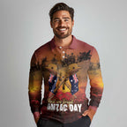 ANZAC Day Lest We Forget Long Sleeve Polo Shirt Australian Veterans Remembrance Tribute