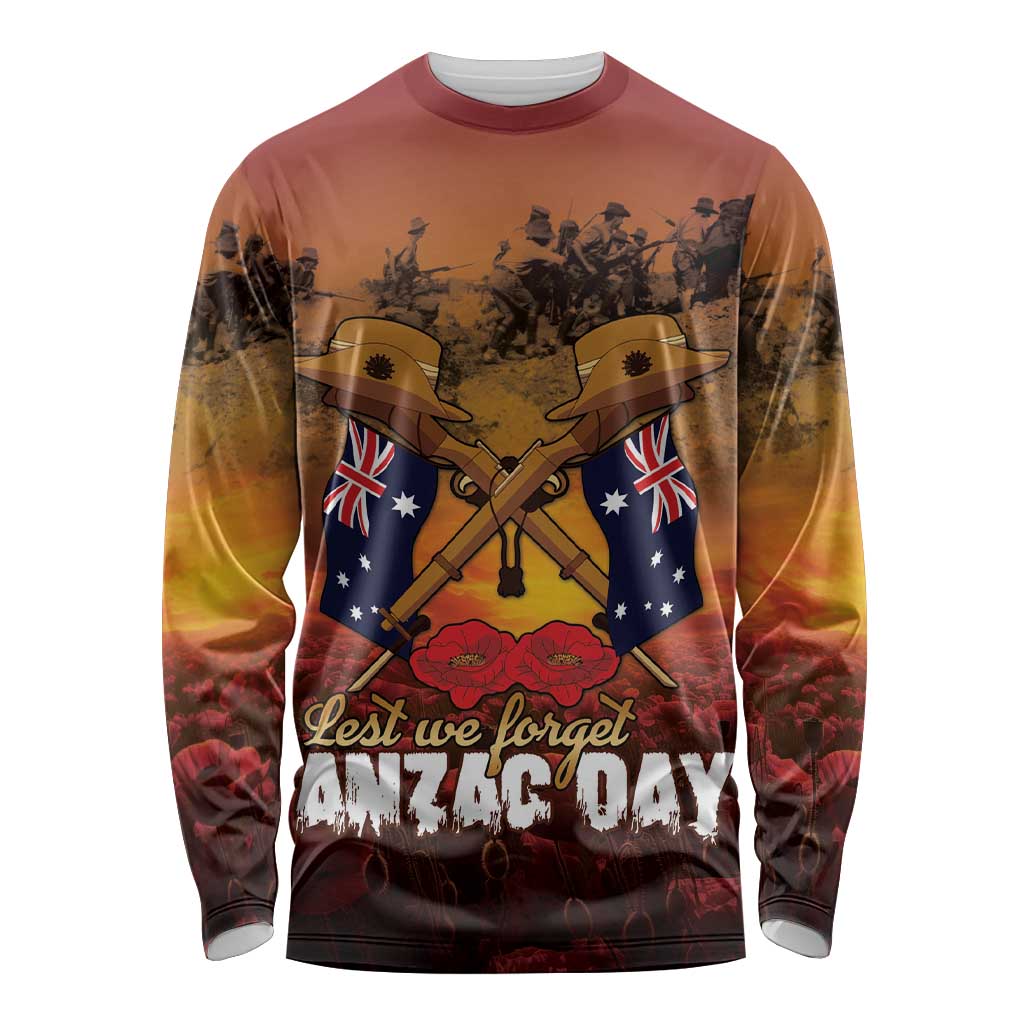 ANZAC Day Lest We Forget Long Sleeve Shirt Australian Veterans Remembrance Tribute