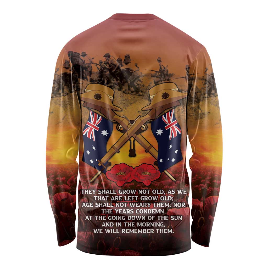 ANZAC Day Lest We Forget Long Sleeve Shirt Australian Veterans Remembrance Tribute