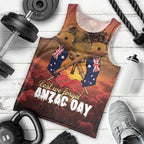 ANZAC Day Lest We Forget Men Tank Top Australian Veterans Remembrance Tribute