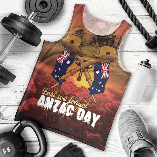 ANZAC Day Lest We Forget Men Tank Top Australian Veterans Remembrance Tribute